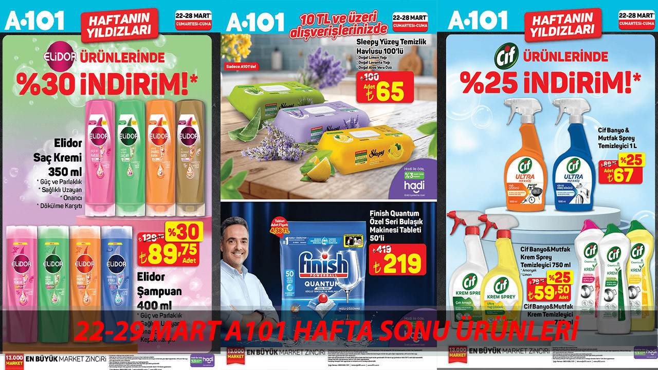 A101 22-28 MART HAFTA SONU İNDİRİMİ BAŞLADI! A101'de Haftanın Yıldızları Zeytinyağı, Sıvı Deterjan..