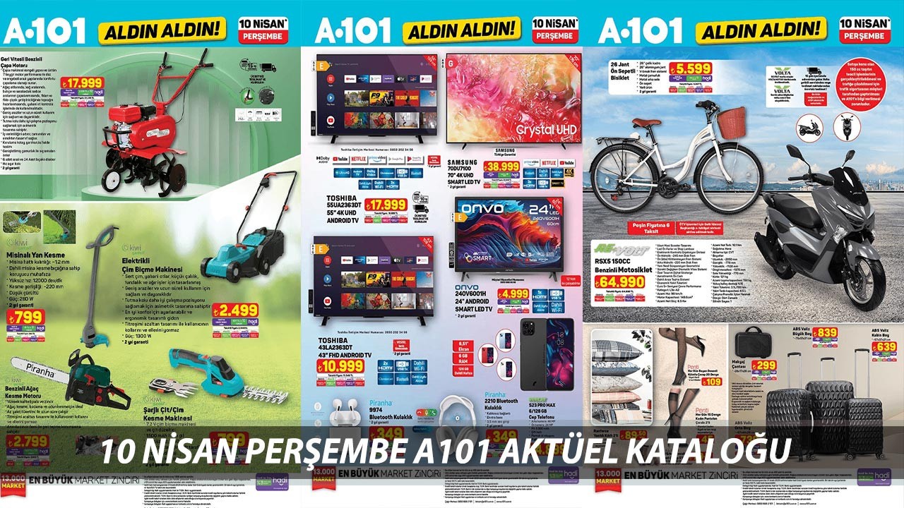 10 NİSAN A101 AKTÜEL ÜRÜNLERİ RAFLARA GELDİ! Ön Sepetli Bisiklet, Sallanan Berjer, Cam Ankastre Set