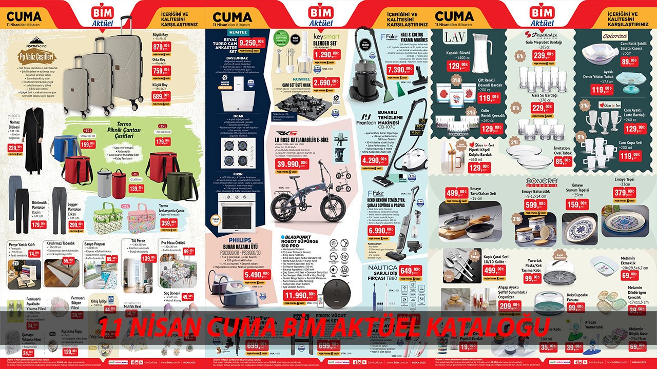 BİM 11 NİSAN KATALOG | BİM'de Bu Cuma Katlanabilir e-Bike, 3'lü Ankastre, Buhar Makinesi Var