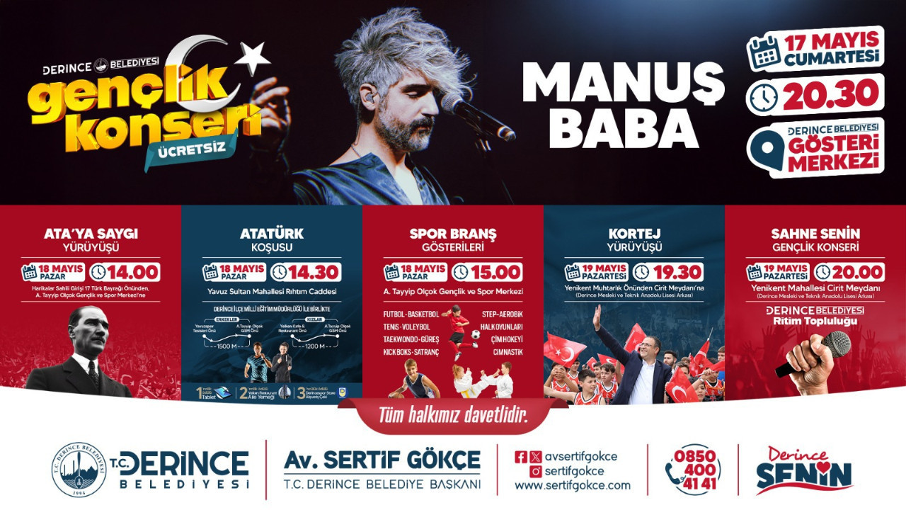 19 Mayıs Derince'de üç gün kutlanacak!