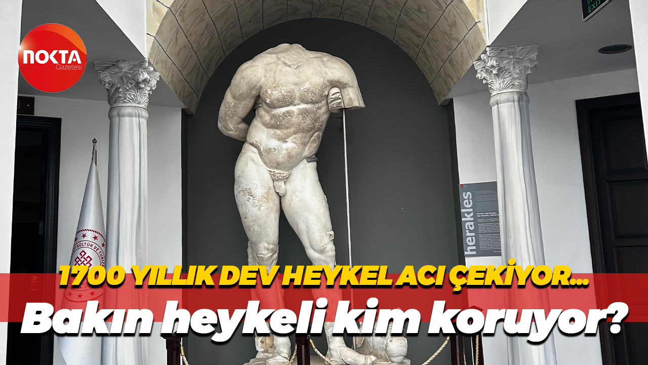 İzmit’teki 1700 yıllık dev heykeli su hortumu koruyor!