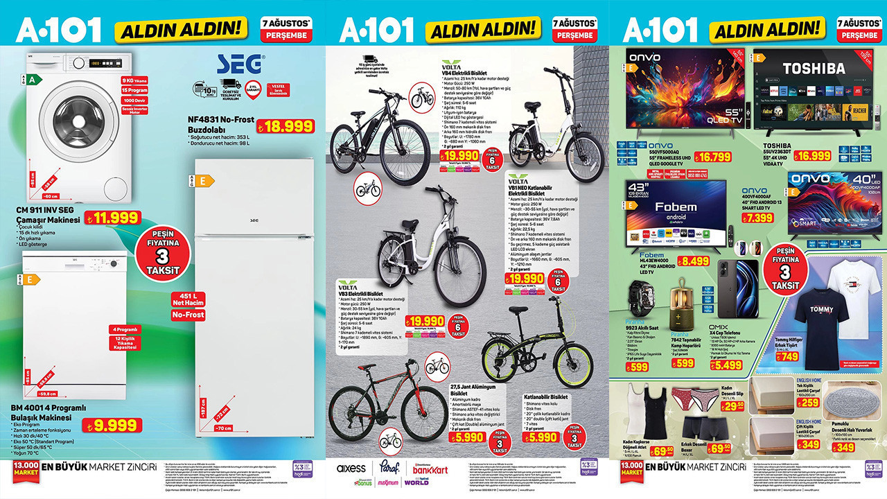 A101 AKTÜEL 7 AĞUSTOS 2025 : A101'de Bu Perşembe Elektrikli Bisiklet, Oto Ürünleri, Güneşlik Var