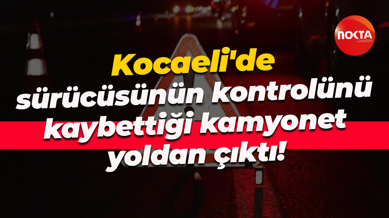 Kocaeli'de sürücüsünün kontrolünü kaybettiği kamyonet yoldan çıktı!