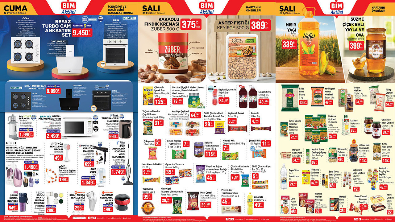 BİM 9-12 EYLÜL AKTÜEL ÜRÜNLER KATALOĞU 2025 Bu Salı ve Cuma Dik Süpürge, Ankastre Set, Ağız Duşu Var