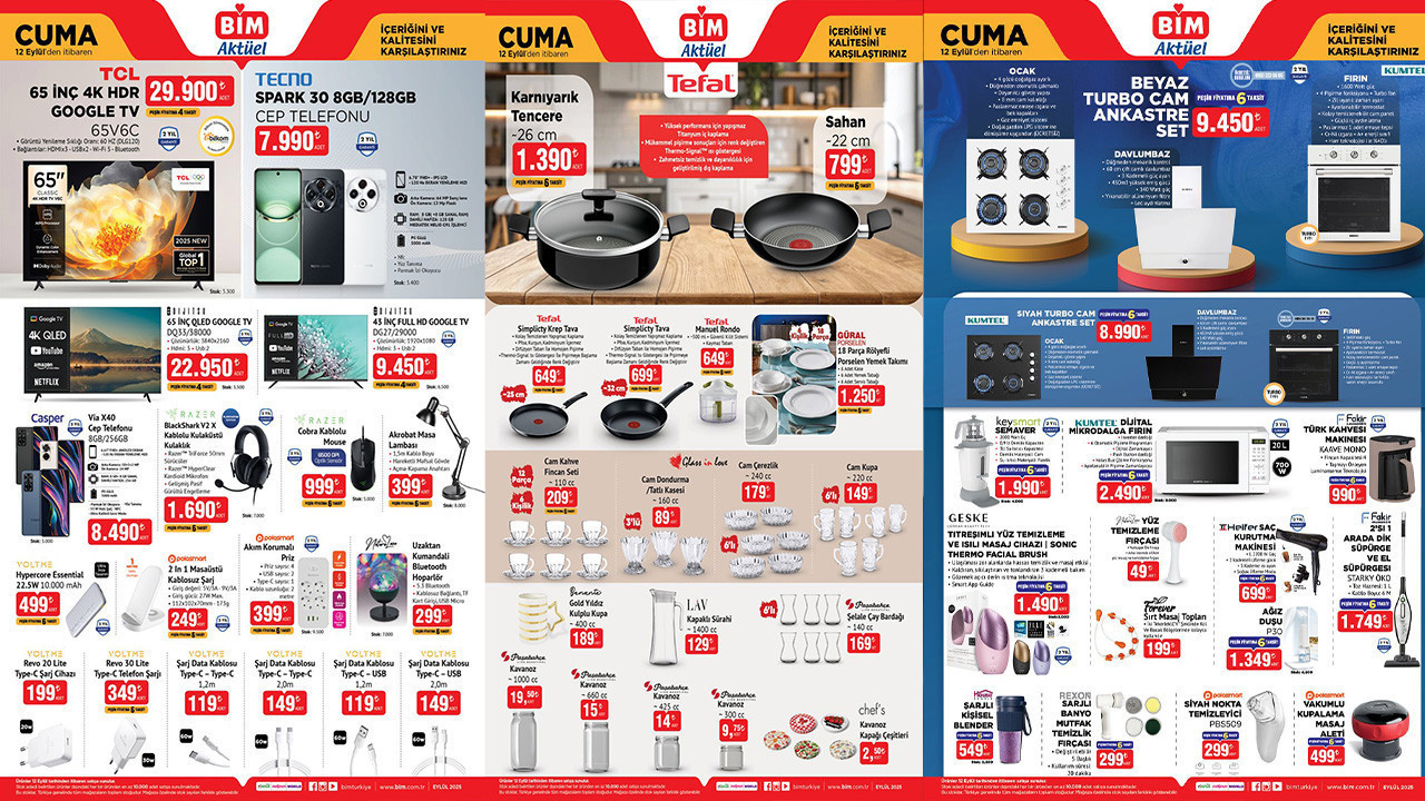 BİM AKTÜEL 12 EYLÜL 2025 KATALOĞU Bu Cuma Semaver, Dijital Mikrodalga Fırın, Cep Telefonu Satışta