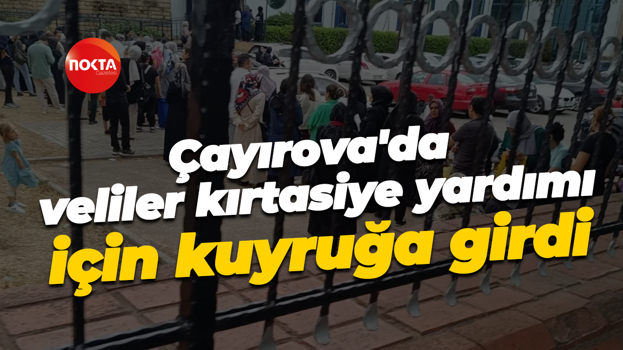 Çayırova'da veliler kırtasiye yardımı için kuyruğa girdi