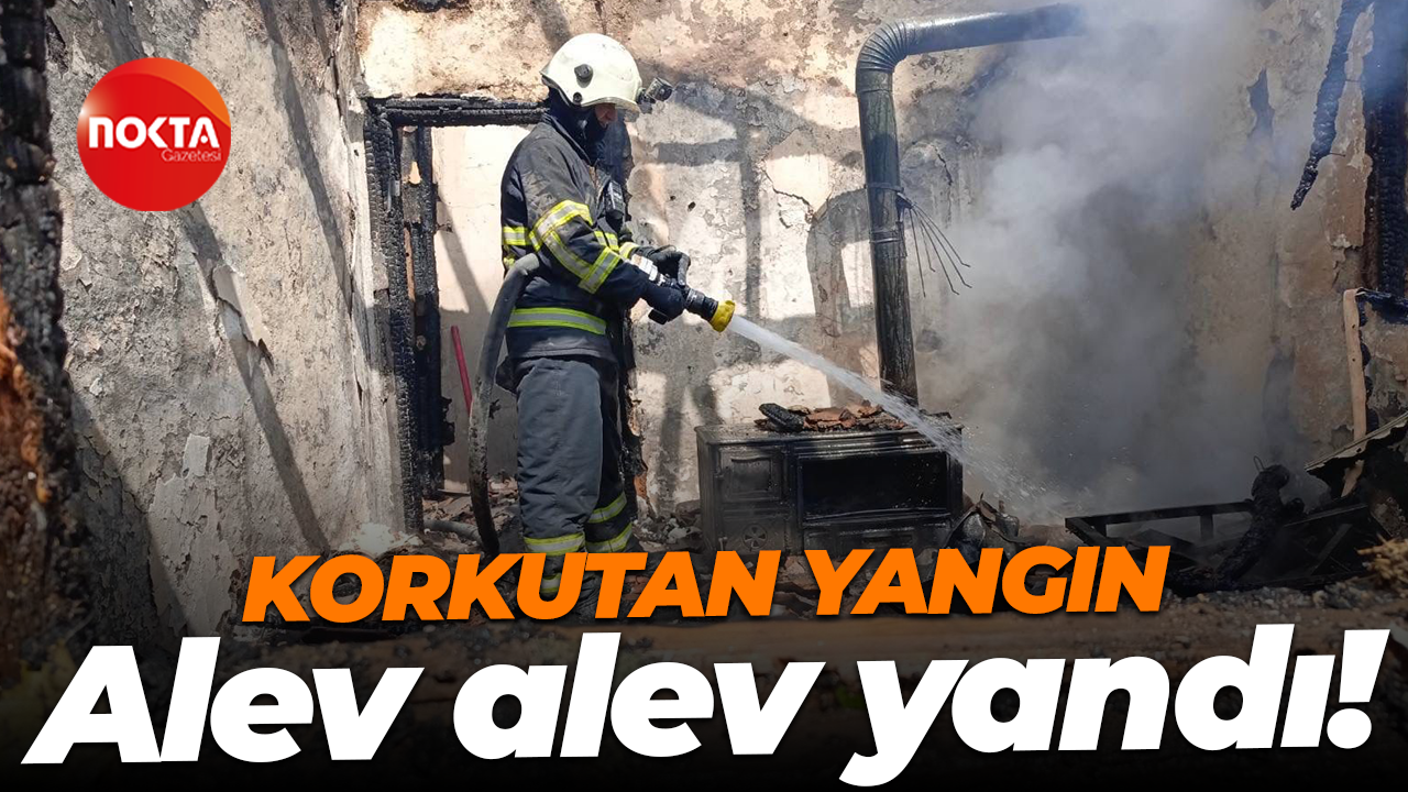 Evin çatısında başlayan yangın panik dolu anlara neden oldu!