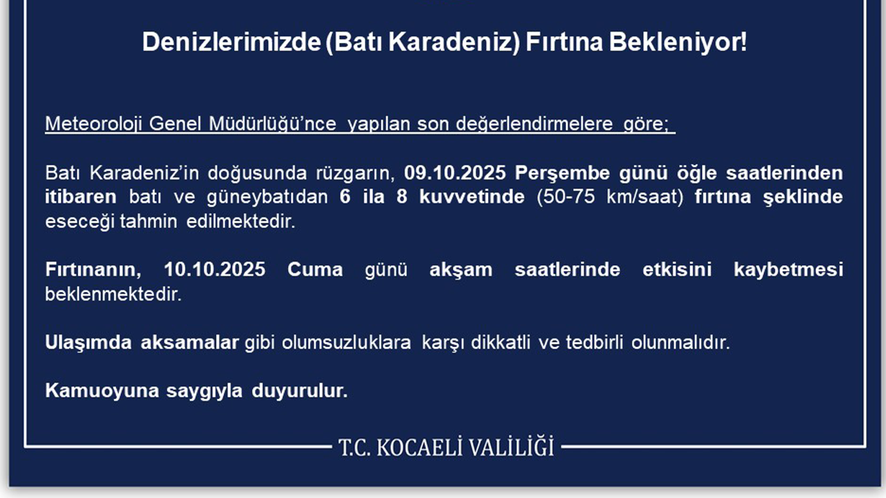 Meteoroloji'den fırtına uyarısı!