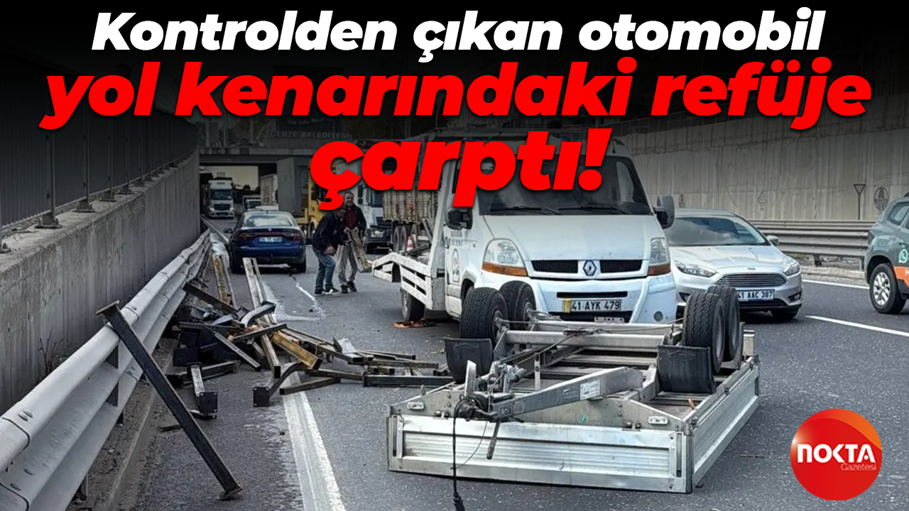 Kontrolden çıkan otomobil yol kenarındaki refüje çarptı!