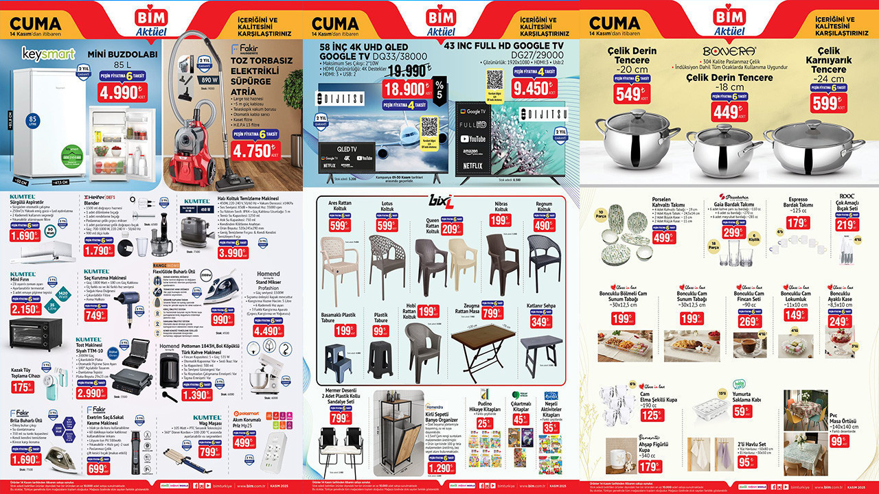 BİM Aktüel 14 Kasım 2025 Kataloğu Barbie Bebek, Minecarft Figür, Rattan Koltuk, Mini Buzdolabı Geldi