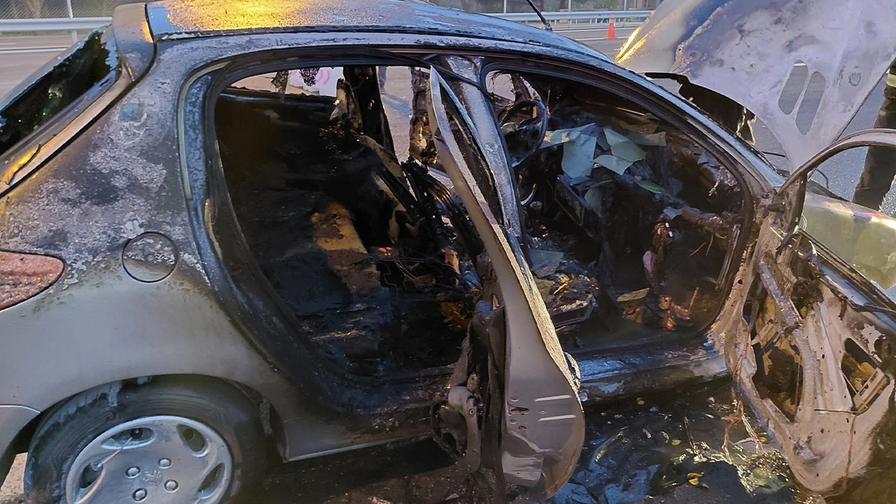 Kırklareli'de seyir halindeki araç yandı!