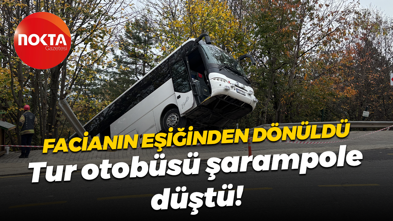 Kocaeli'de facianın eşiğinden dönüldü: Tur otobüsü şarampole düştü!