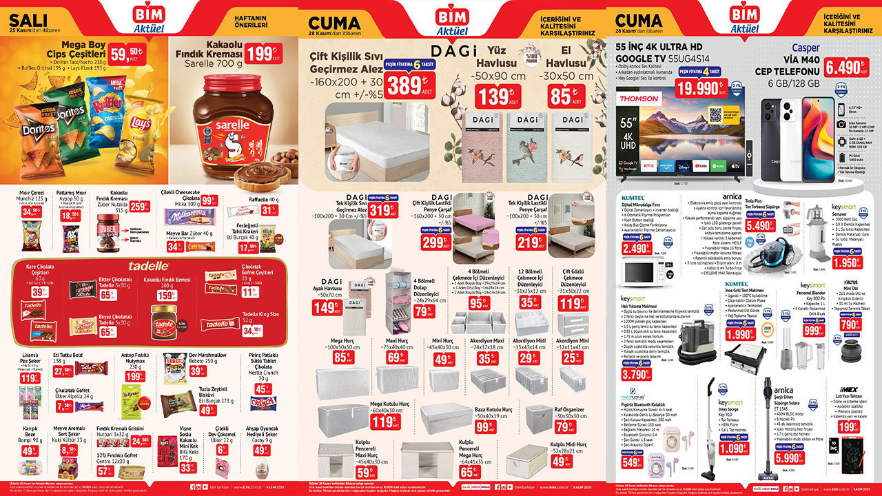 BİM Aktüel Ürünler 25-28 Kasım 2025 Kataloğu Bebek Bezi, Termal Tayt, Halı Yıkama Makinesi Var