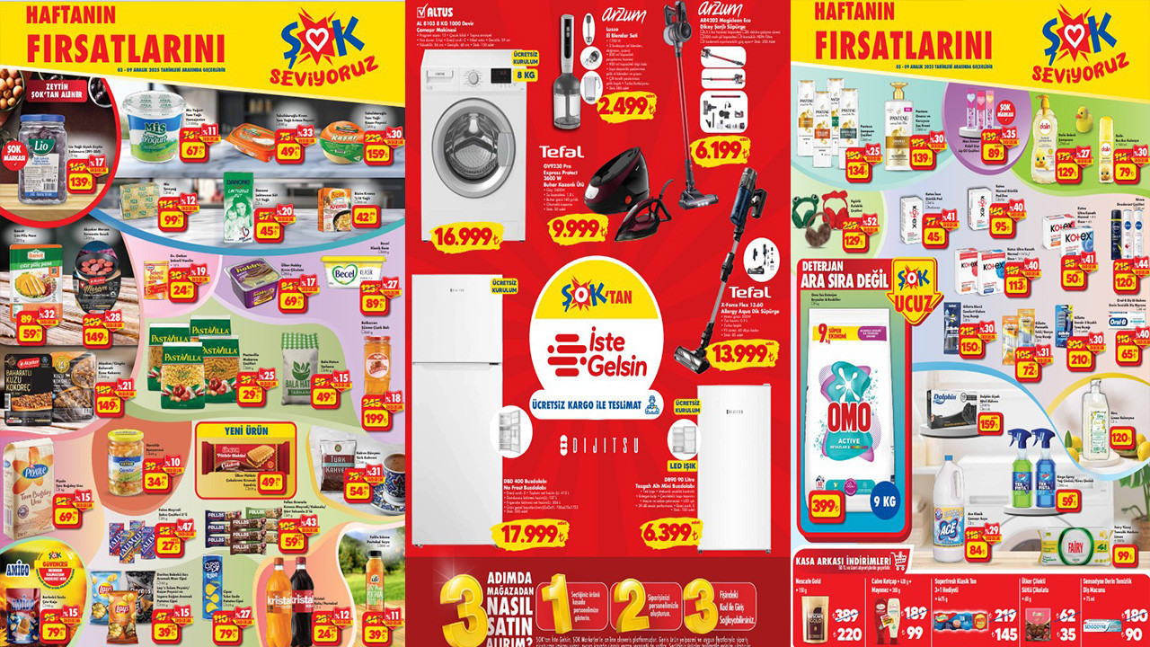 3-9 Aralık 2025 ŞOK Aktüel Ürünler Kataloğu Tefal Dikey Süpürge, Buharlı Kırışık Giderici Geldi