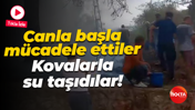 Yangınla canla başla mücadele ettiler... Kovalarla su taşıdılar!