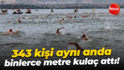 343 kişi aynı anda 2 bin 600 metre kulaç attı!