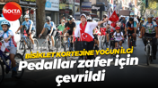 Bisiklet kortejine yoğun ilgi... Pedallar zafer için çevrildi