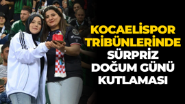 Kocaelispor tribünlerinde sürpriz doğum günü kutlaması