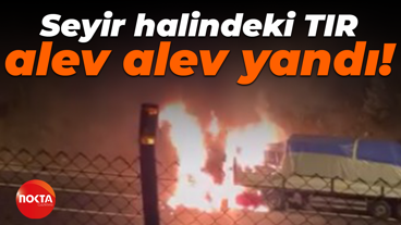 Seyir halindeki TIR alev alev yandı!