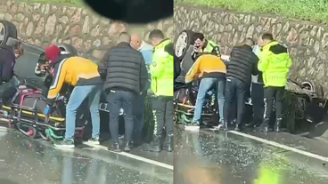 Gebze D100'de korkutan kaza: Otomobil ters döndü!