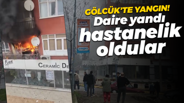 Gölcük’te korku dolu anlar: Daire alevlere teslim, 4 kişi dumandan etkilendi!