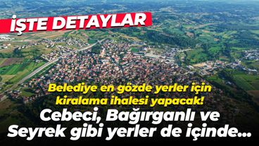 Cebeci, Bağırganlı ve Seyrek gibi yerler de içinde: Kandıra’da 24 alan kiraya verilecek!