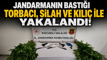Jandarmanın bastığı torbacı, silah ve kılıç ile yakalandı!