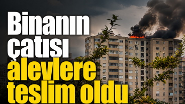 Binanın çatısı alevlere teslim oldu