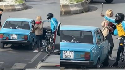 Kavga çıktı: Öfkeli sürücü otomobilin camını kırdı