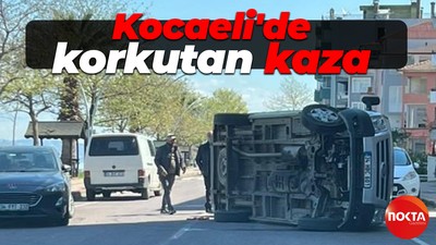 Kocaeli'de korkutan kaza: Yan yattı!