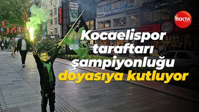 Kocaelispor taraftarı şampiyonluğu doyasıya kutluyor