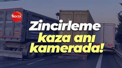 3 aracın karıştığı zincirleme kaza kamerada