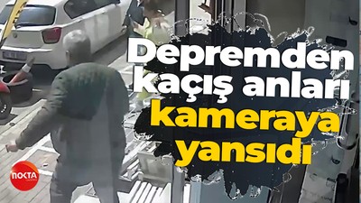 Depremden kaçış anları kameraya yansıdı