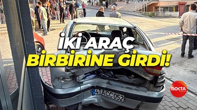 Hafif ticari araç ile otomobil birbirine girdi
