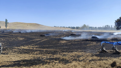 Çıkan yangında saman balyaları küle döndü!