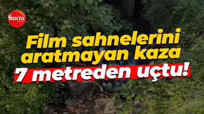 Film sahnelerini aratmayan kaza... 7 metreden uçtu!