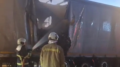 Mardin'de TIR yangını!