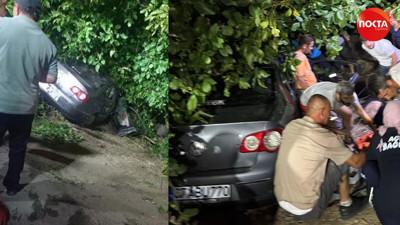 Kontrolden çıkan otomobil, ağaçlık alana girdi: 3 yaralı