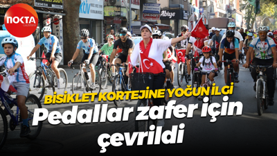 Bisiklet kortejine yoğun ilgi... Pedallar zafer için çevrildi