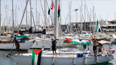 Onlarca tekne İsrail'in ablukasını kırmak ve Filistin ile dayanışma için Akdeniz'de yelken açtı