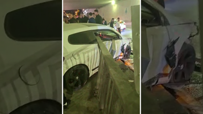 Direksiyon hakimiyetini kaybeden sürücü karşı istikamete uçtu!