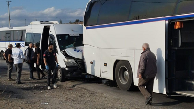 İşçilerin korku dolu anları! Zincirleme kaza...