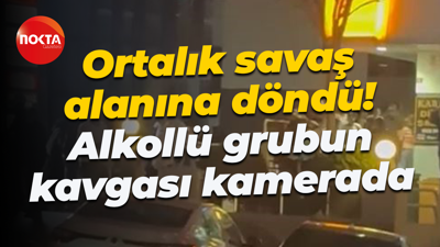 Ortalık savaş alanına döndü! Alkollü grubun kavgası kamerada
