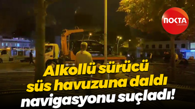 Alkollü sürücü süs havuzuna daldı, navigasyonu suçladı