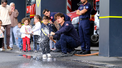 Lokomotif Çocuk Köyü öğrencilerinden itfaiye ziyareti
