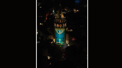 Galata Kulesi'ne çevre temalı görseller yansıtıldı