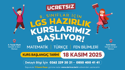 Derince'de ücretsiz LGS kursları başlıyor!