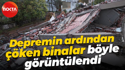 Balıkesir'deki depremin ardından çöken binalar böyle görüntülendi
