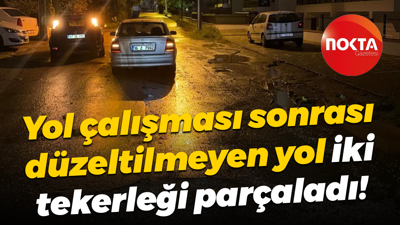 Gölcük’te yol çalışması sonrası düzeltilmeyen yol iki tekerleği parçaladı!