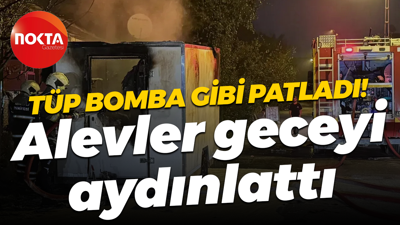 Kocaeli'de yangın paniği! Tüp bomba gibi patladı, karavan alevlere teslim oldu